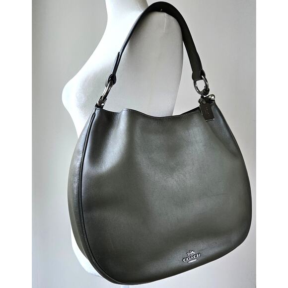 Coach Handbags - Coach Black and Gray Leather Shoulder Bag
